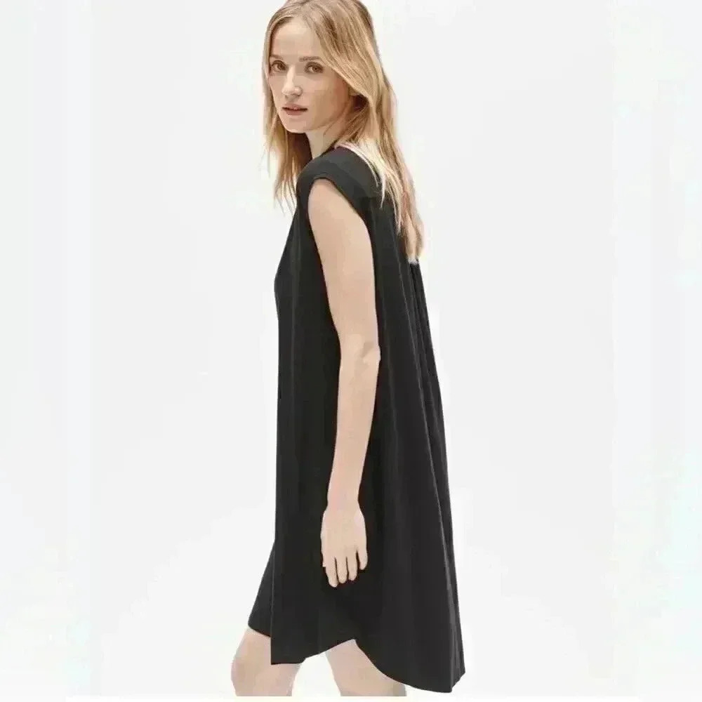 Eileen Fisher Womens Size M Black Long Dress Sleeveless Soft